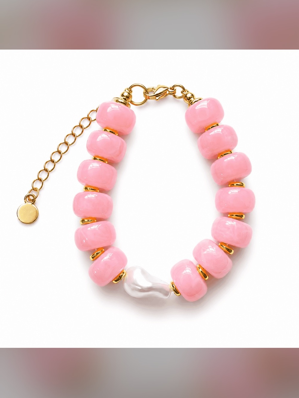 Mayamar Pink Beaded with Fresh Water Pearl accent Bracelet